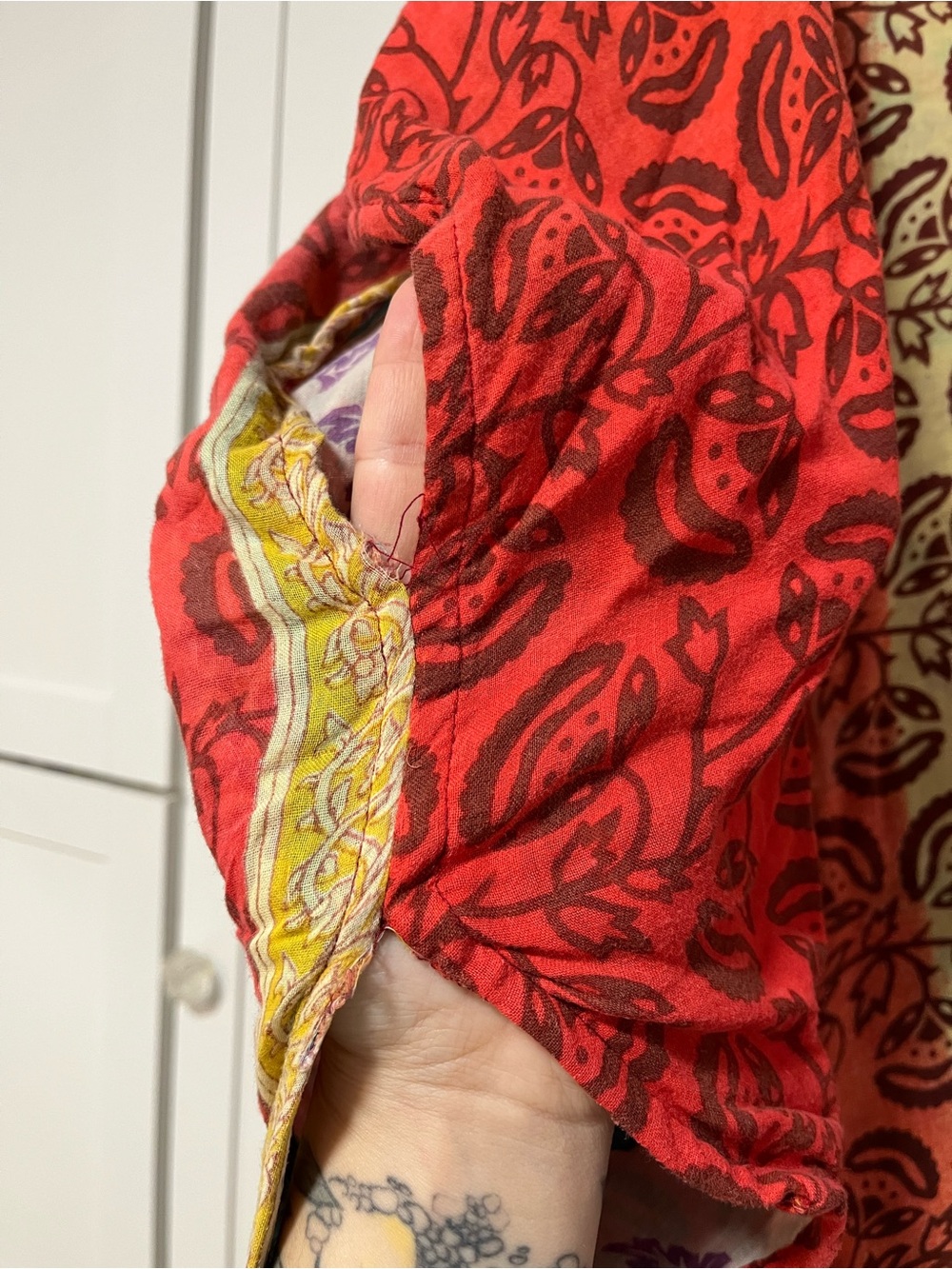 Kantha Bae Reversible Cotton Muu Muu Swim Coverup OS Silk Pockets - Picture 9 of 10